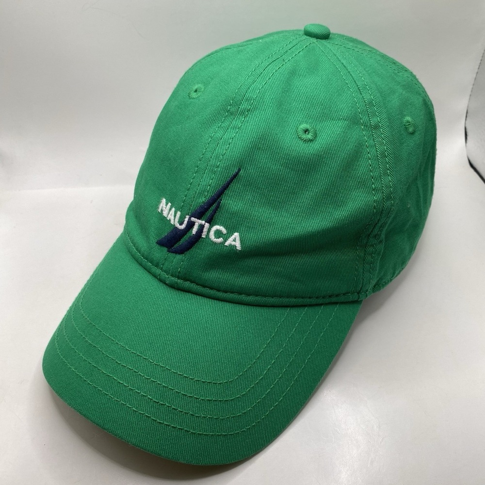 Nautica Sailboat Hat Kelly Green Cotton Adjustable Strapback Slouch Dad Cleaned